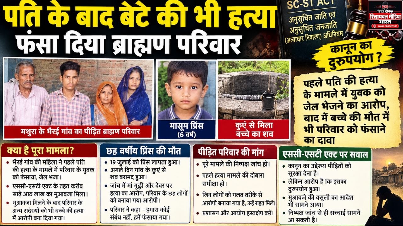 एससी-एसटी एक्ट के दुरुपयोग का आरोप, पति के बाद बेटे की हत्या करके ब्राह्मण परिवार को फसाया